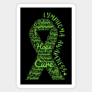 Lymphoma Awareness Lime Green Ribbon With Positive Words Magnet